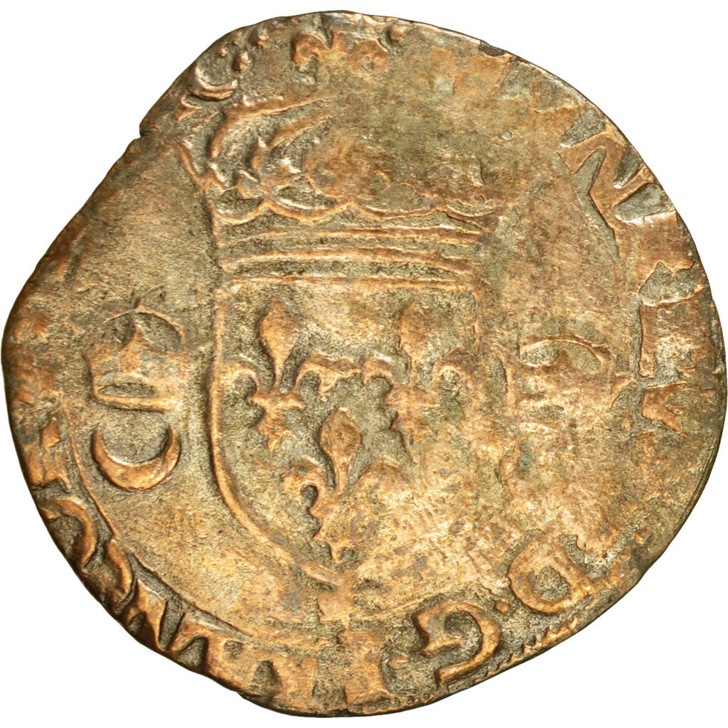 Coin, France, Henri II, Douzain aux croissants, 1551, Marseille, VF(20-25)