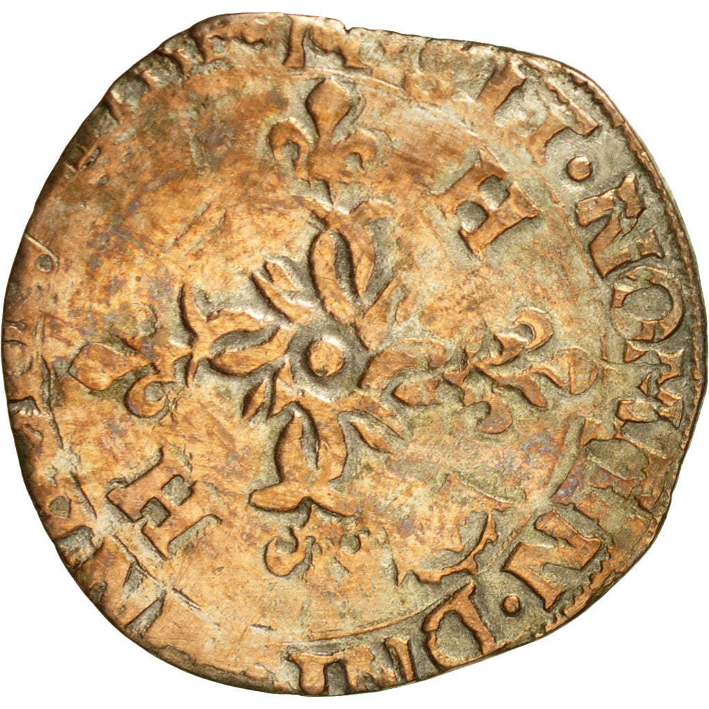 Coin, France, Henri II, Douzain aux croissants, 1551, Marseille, VF(20-25)