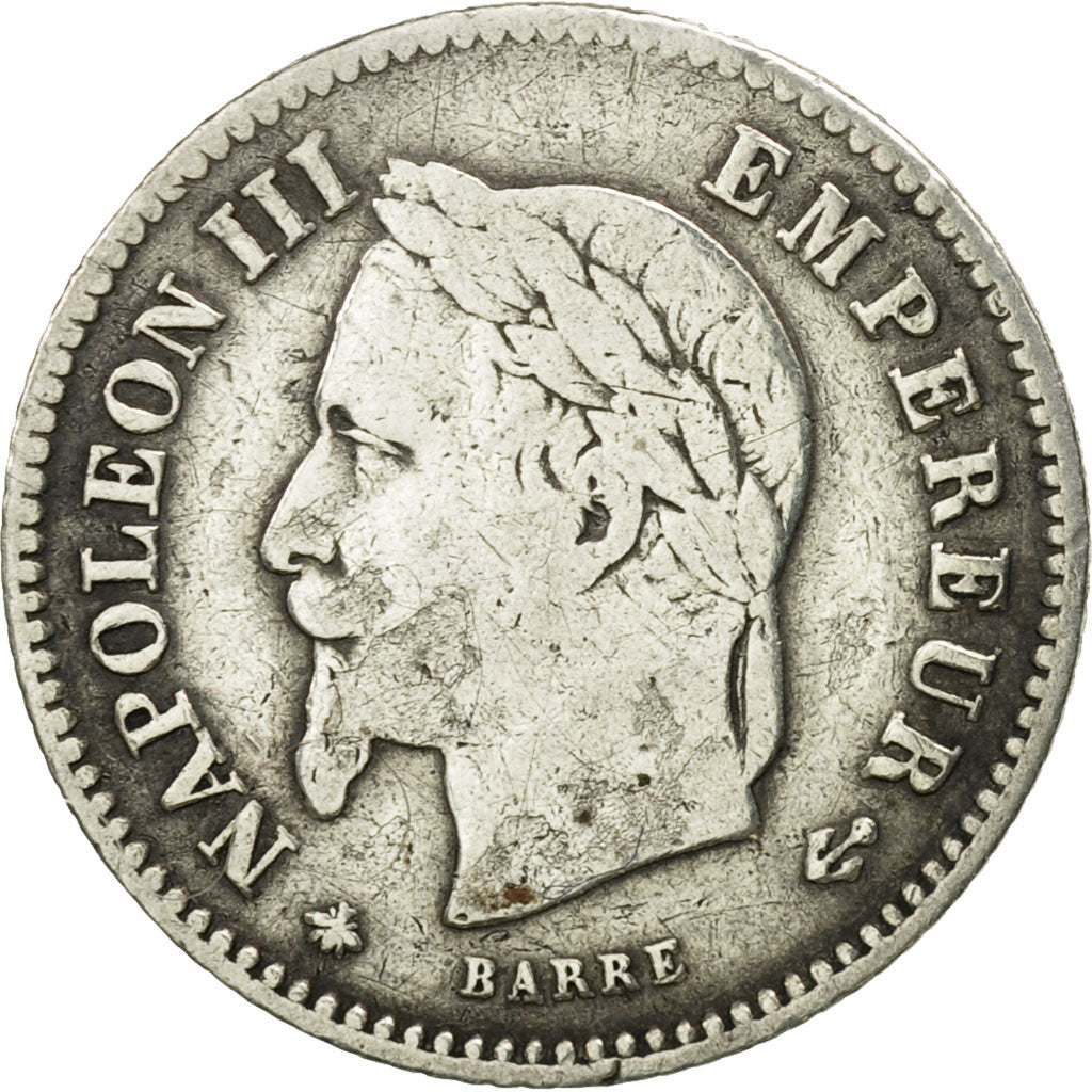 France, Napoleon III, 20 Centimes, 1867, Paris, VF(30-35), Silver, KM:808.1