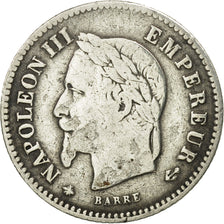 France, Napoleon III, 20 Centimes, 1867, Paris, VF(30-35), Silver, KM:808.1