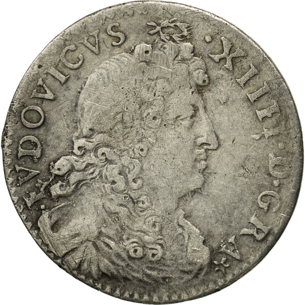 France, Louis XIV, 4 Sols des Traitants, 1677, Paris, VF(30-35), KM:232.1