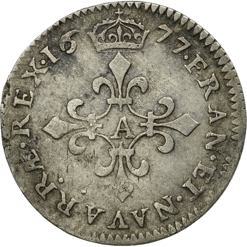 France, Louis XIV, 4 Sols des Traitants, 1677, Paris, VF(30-35), KM:232.1