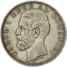 Romania, Carol I, 5 Lei, 1883, BB, Argento, KM:17.1