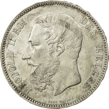 Moneta, Belgio, Leopold II, 5 Francs, 5 Frank, 1876, BB+, Argento, KM:24