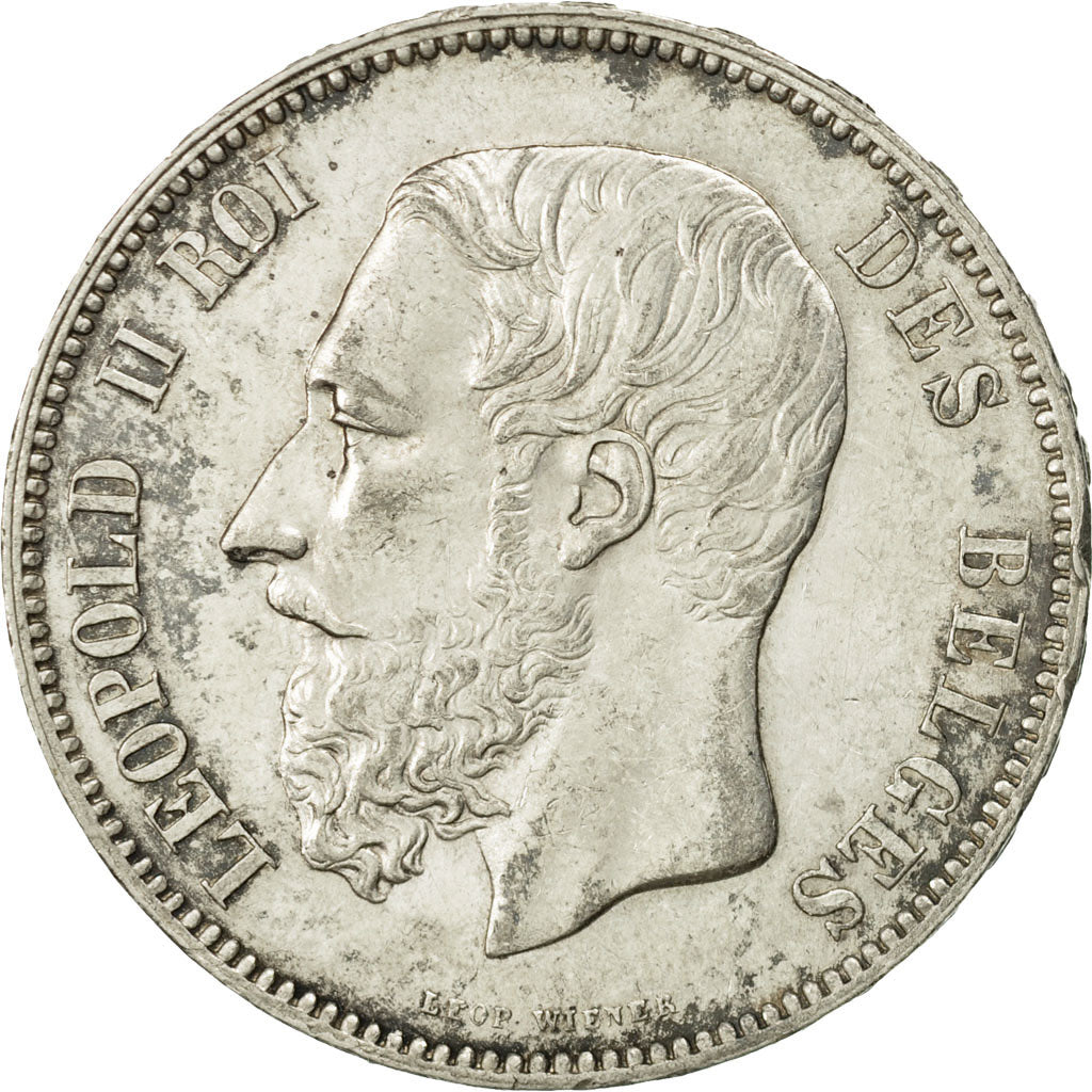 Coin, Belgium, Leopold II, 5 Francs, 5 Frank, 1875, AU(55-58), Silver, KM:24