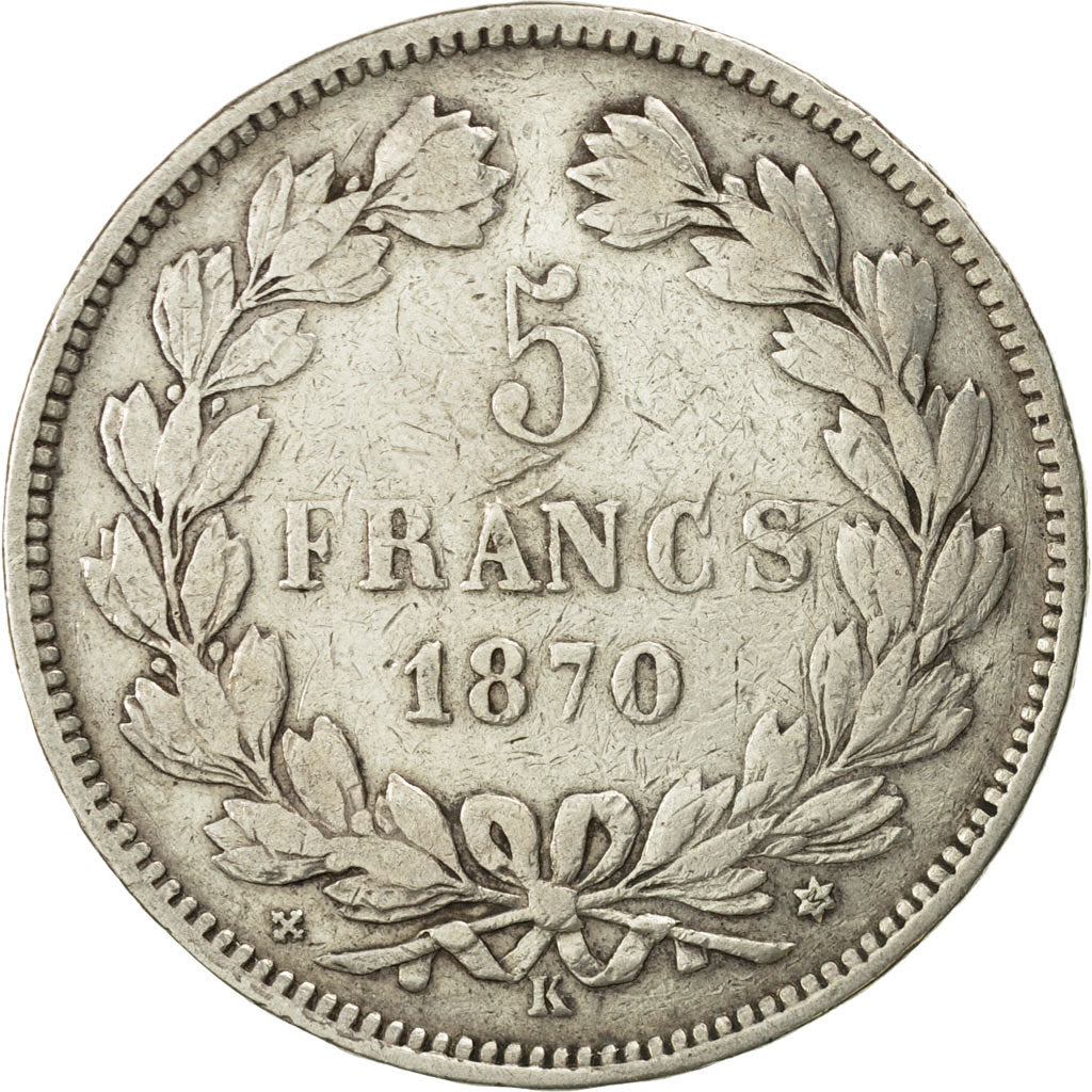 Coin, France, Cérès, 5 Francs, 1870, Bordeaux, VF(30-35), Silver, KM:818.2