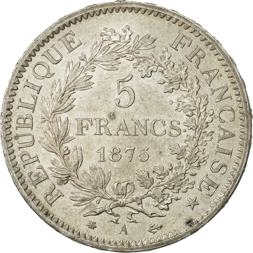 Coin, France, Hercule, 5 Francs, 1875, Paris, MS(63), Silver, KM:820.1