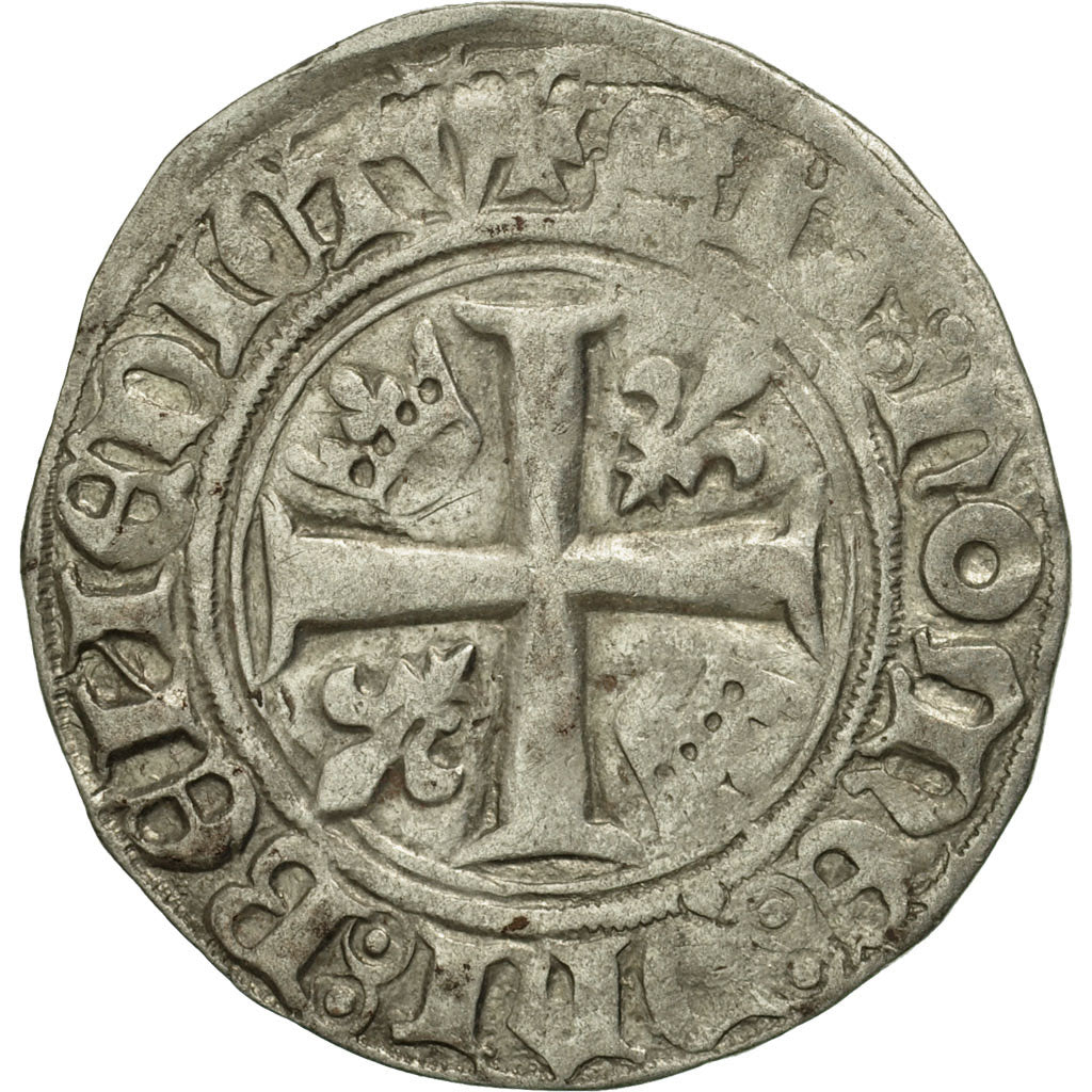 Monnaie, France, Charles VI, Blanc Guénar, Poitiers, TB+, Billon, Duplessy:377A