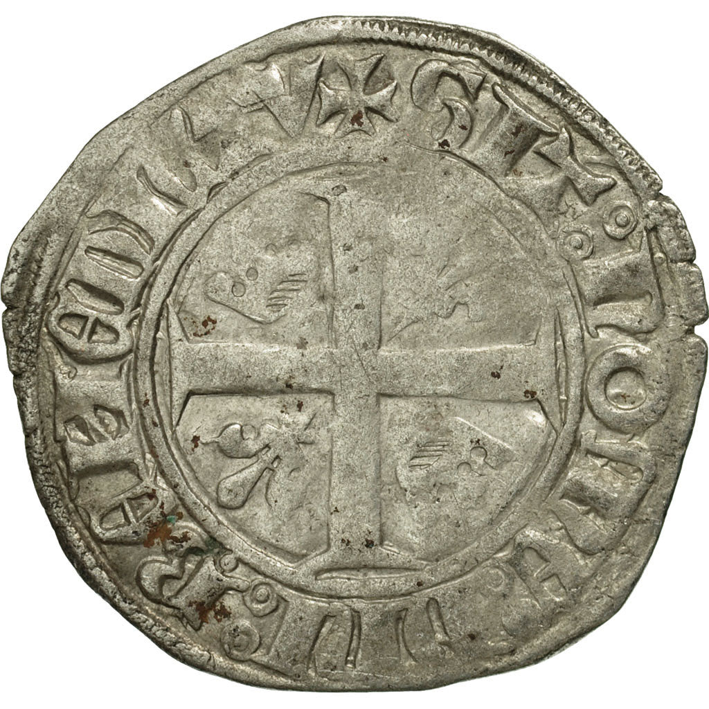 Coin, France, Charles VI, Blanc Guénar, Saint-Pourçain, VF(20-25), Billon