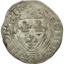 France, Charles VI, Blanc Guénar, Saint-Pourçain, VF(30-35), Billon