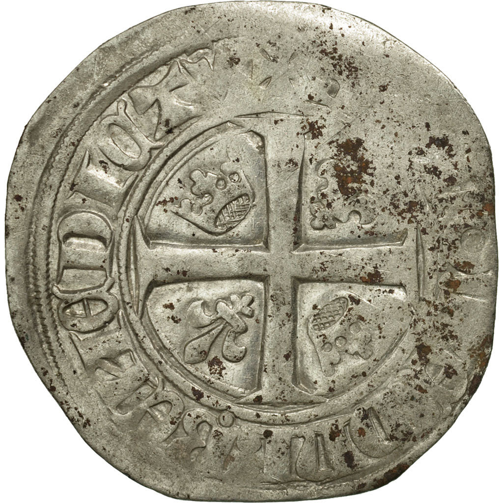 Coin, France, Charles VI, Blanc Guénar, Saint-Pourçain, EF(40-45), Billon