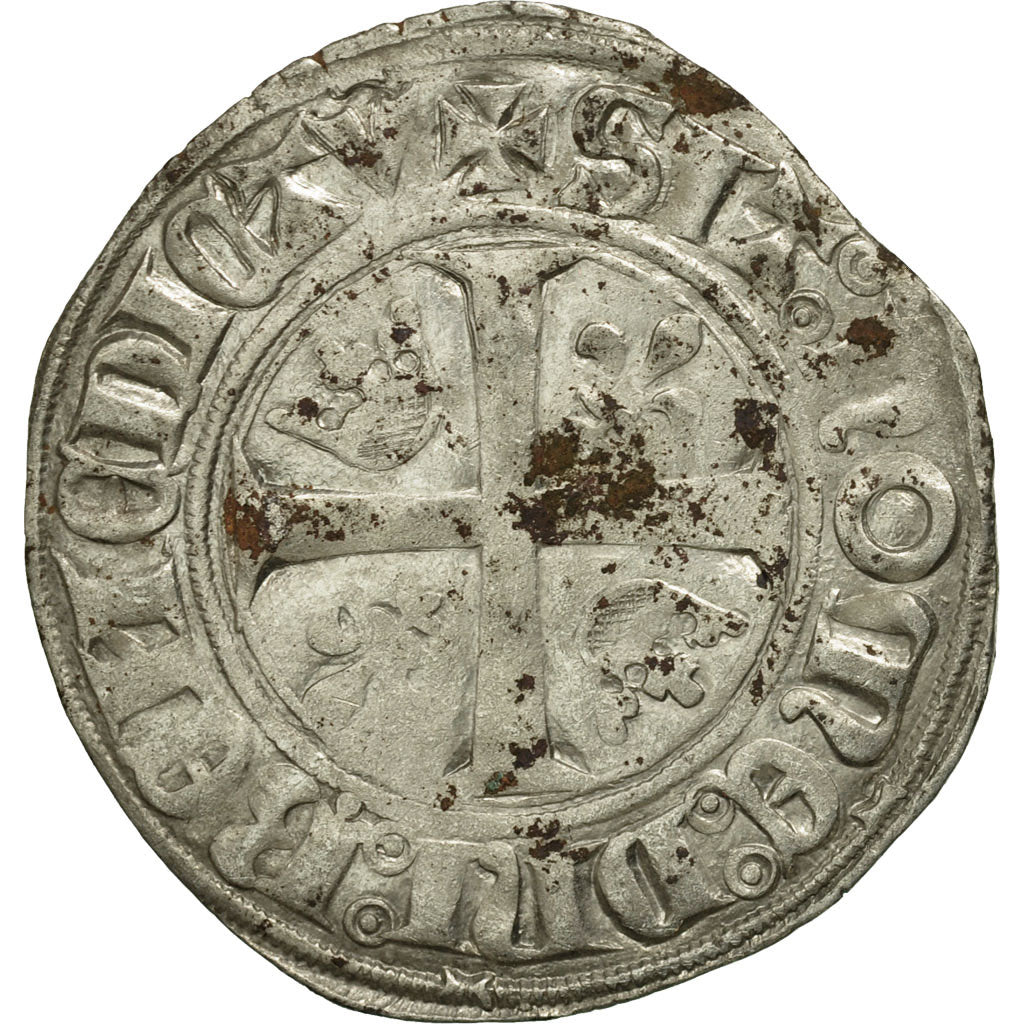 Münze, Frankreich, Charles VI, Blanc Guénar, Saint-Pourçain, SS, Billon