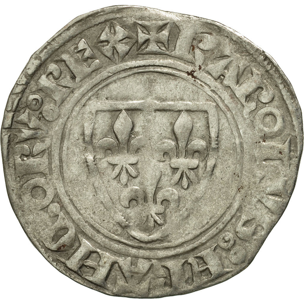 France, Charles VI, Blanc Guénar, Mâcon, VF(30-35), Billon, Duplessy:377A