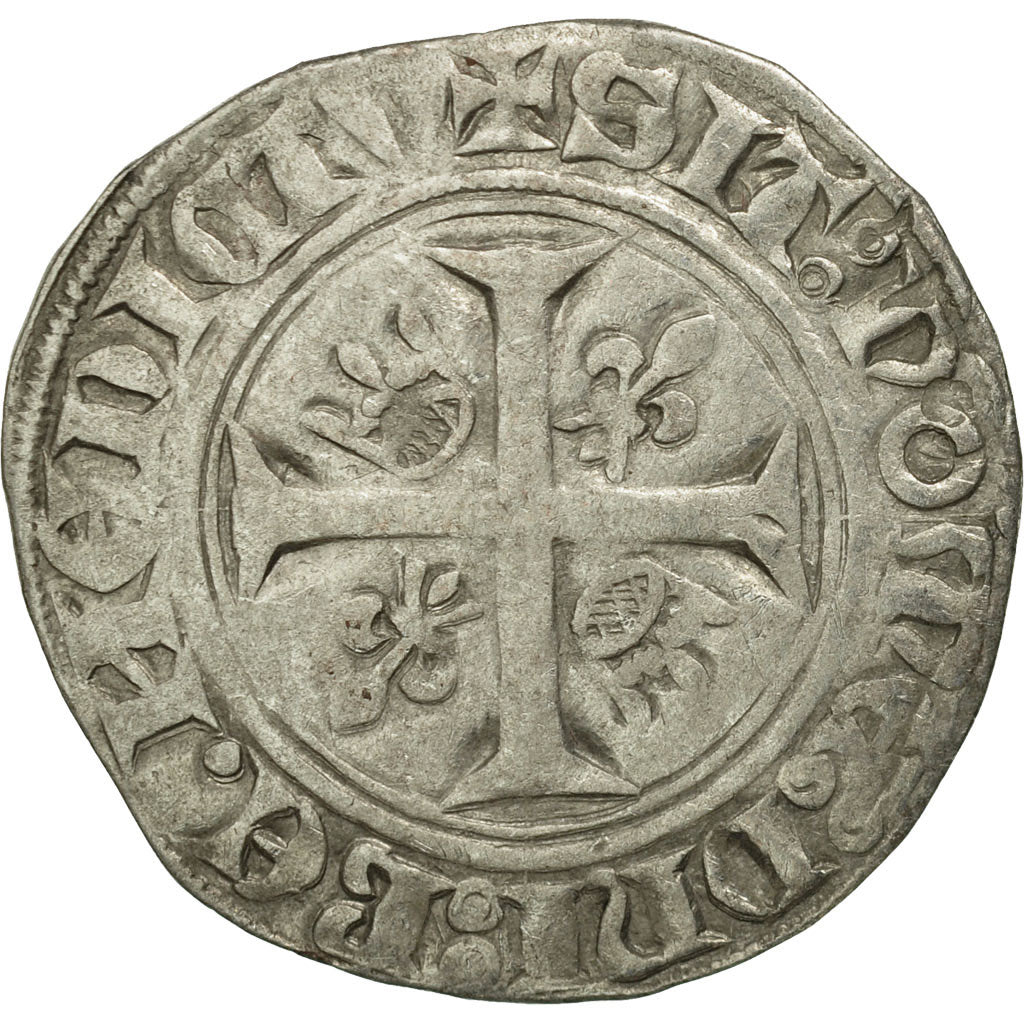 France, Charles VI, Blanc Guénar, Mâcon, VF(30-35), Billon, Duplessy:377A