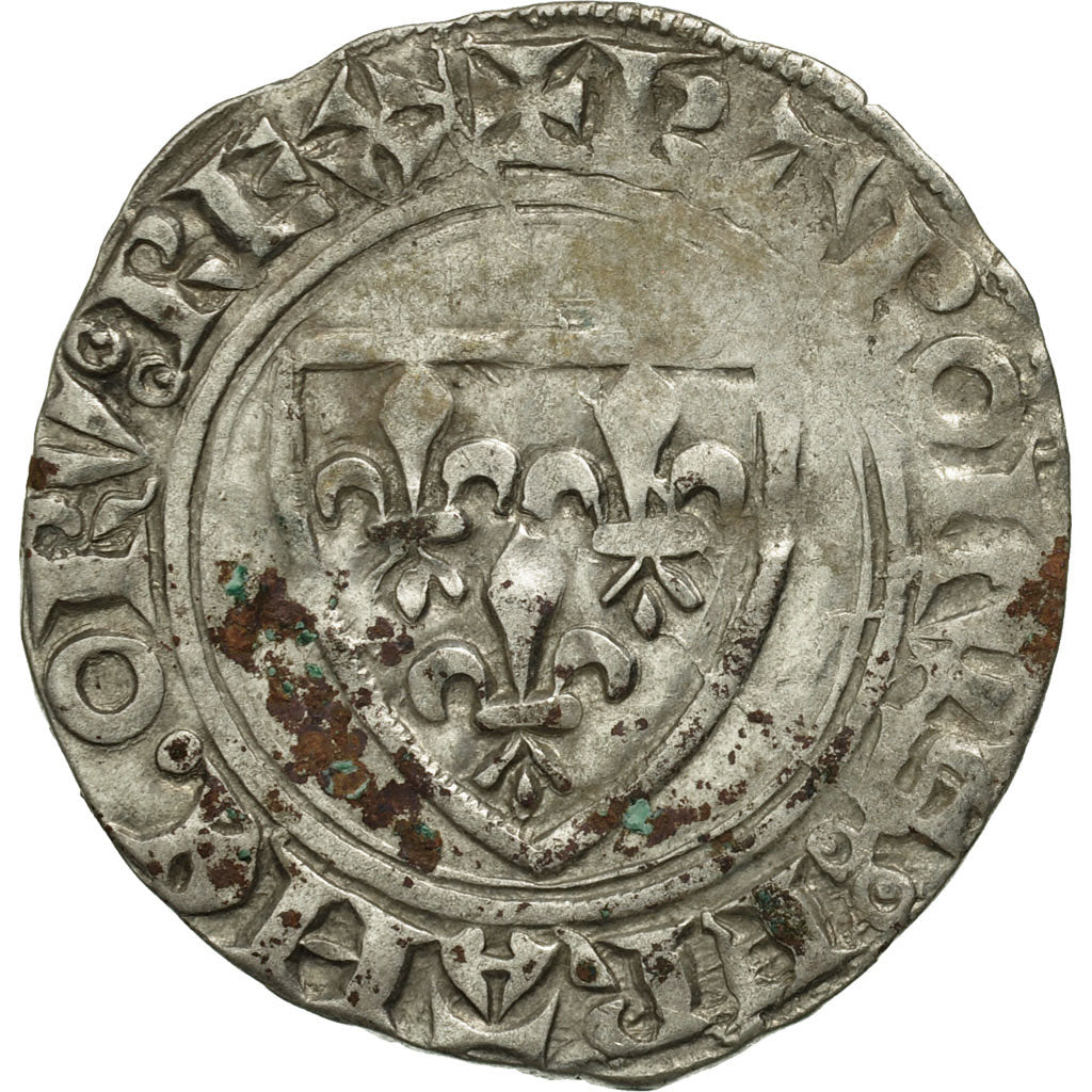 Coin, France, Charles VI, Blanc Guénar, Mâcon, EF(40-45), Billon