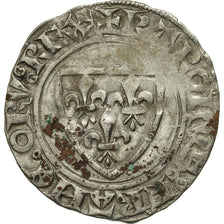 Coin, France, Charles VI, Blanc Guénar, Mâcon, EF(40-45), Billon