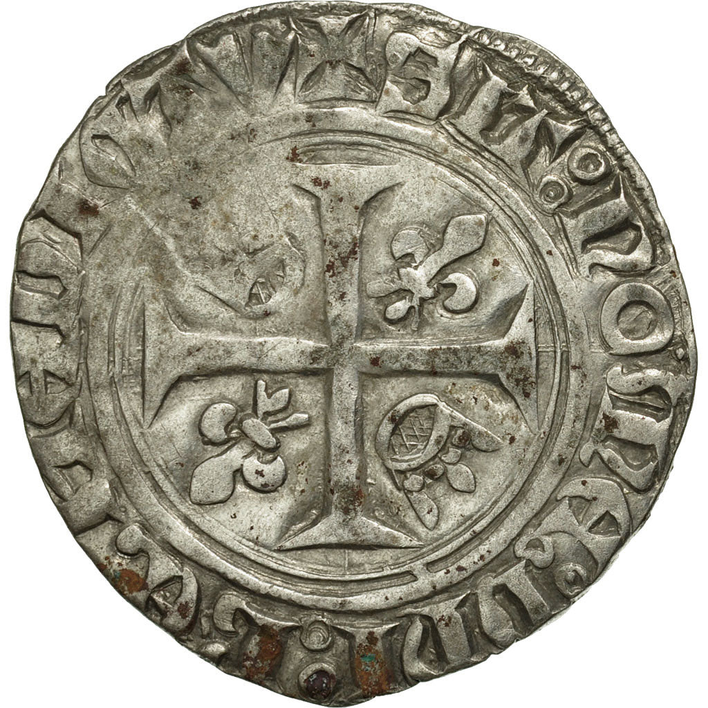 Coin, France, Charles VI, Blanc Guénar, Mâcon, EF(40-45), Billon