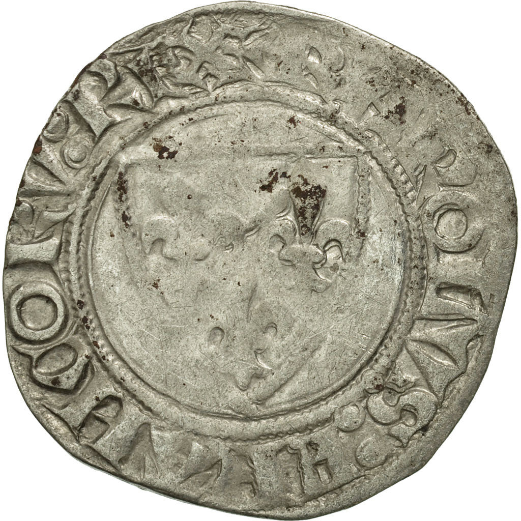 Monnaie, France, Charles VI, Blanc Guénar, Angers, TB, Billon, Duplessy:377A