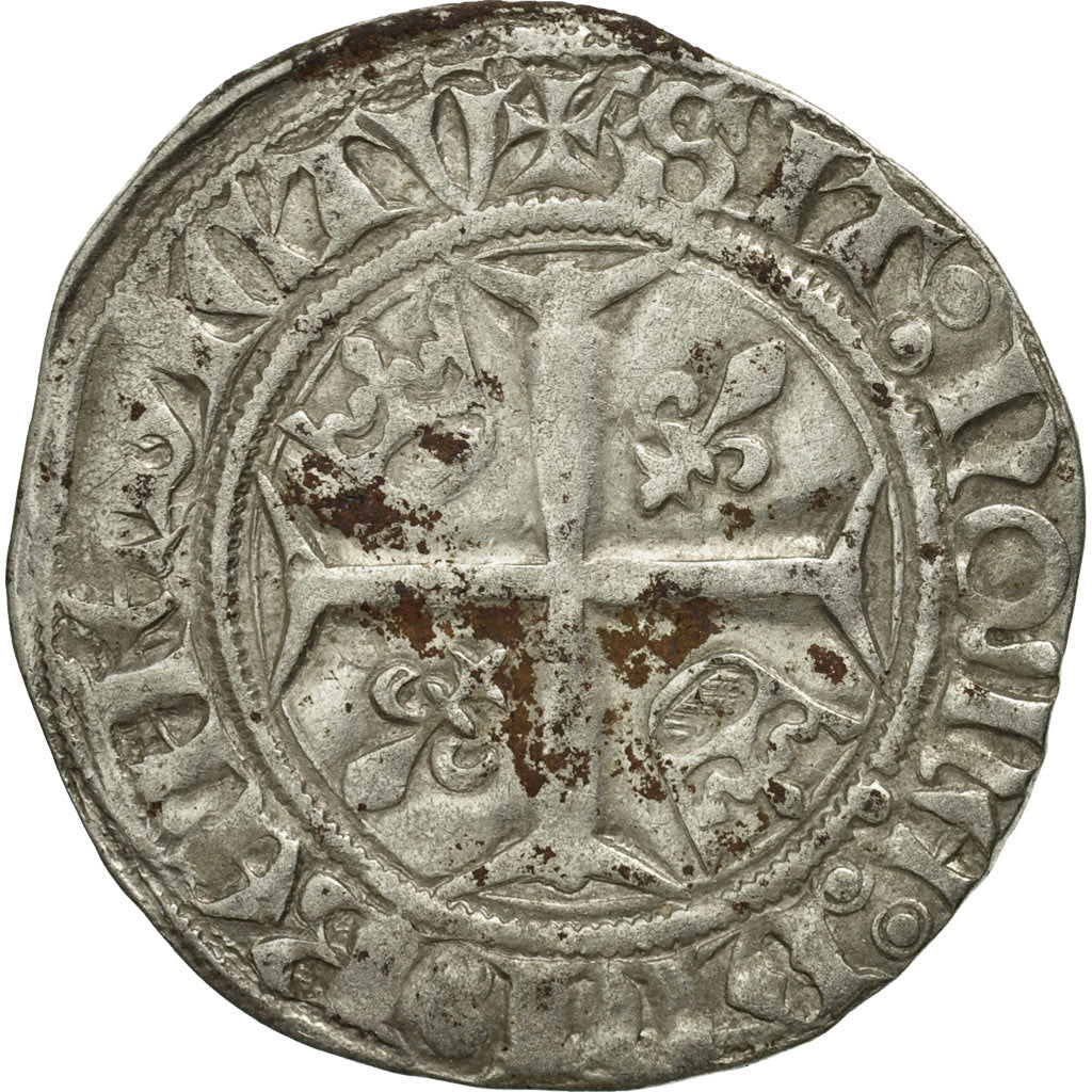 Monnaie, France, Charles VI, Blanc Guénar, Angers, TTB, Billon, Duplessy:377A