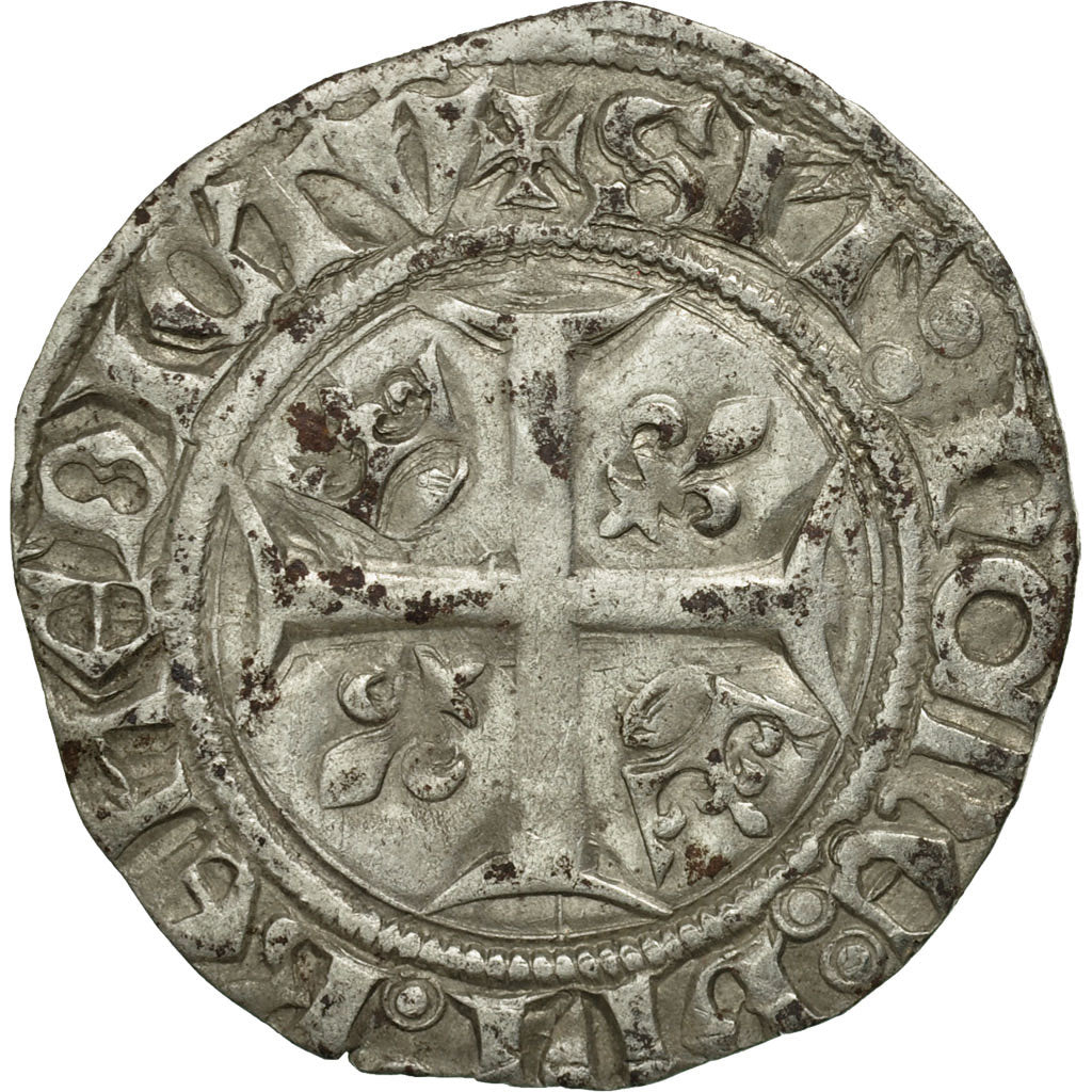 Monnaie, France, Charles VI, Blanc Guénar, Angers, TTB, Billon, Duplessy:377A