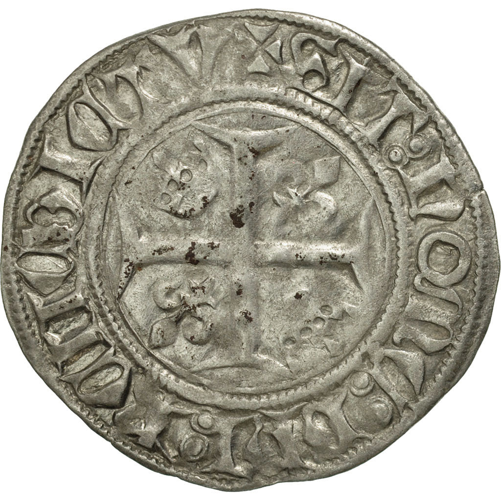 France, Charles VI, Blanc Guénar, Angers, Legend variety, EF(40-45), Billon