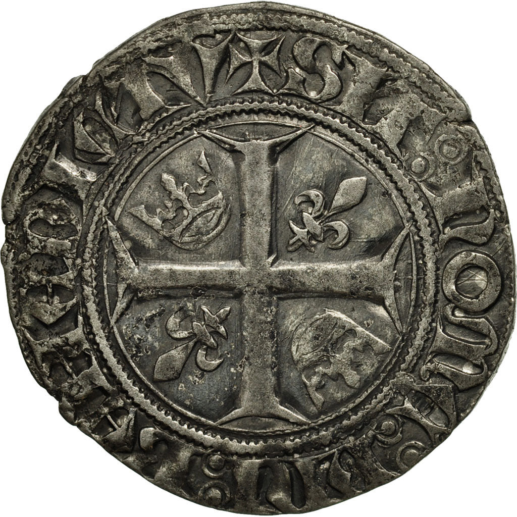 France, Charles VI, Blanc Guénar, Angers, AU(50-53), Billon, Duplessy:377A