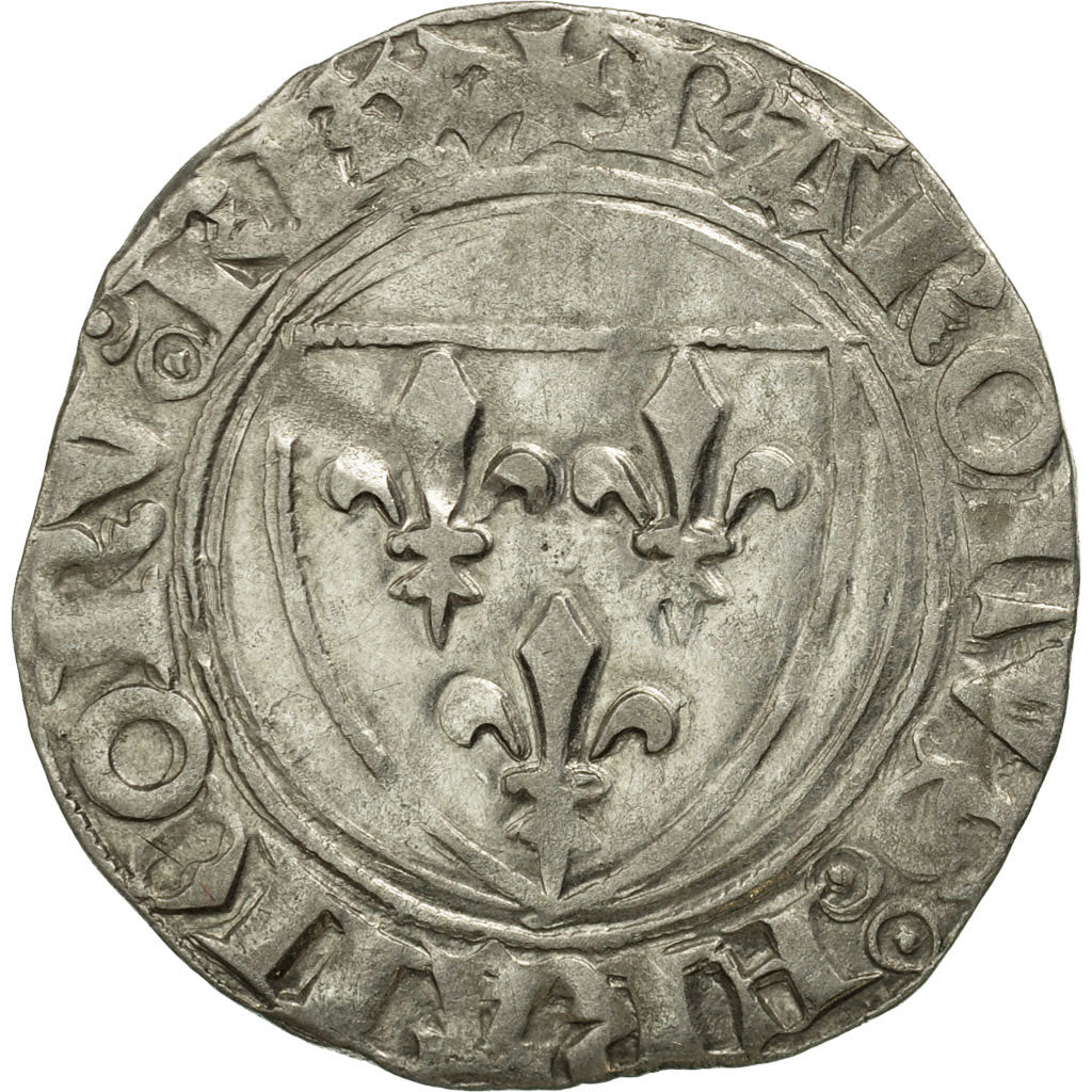 France, Charles VI, Blanc Guénar, Villeneuve-lès-Avignon, EF(40-45), Billon