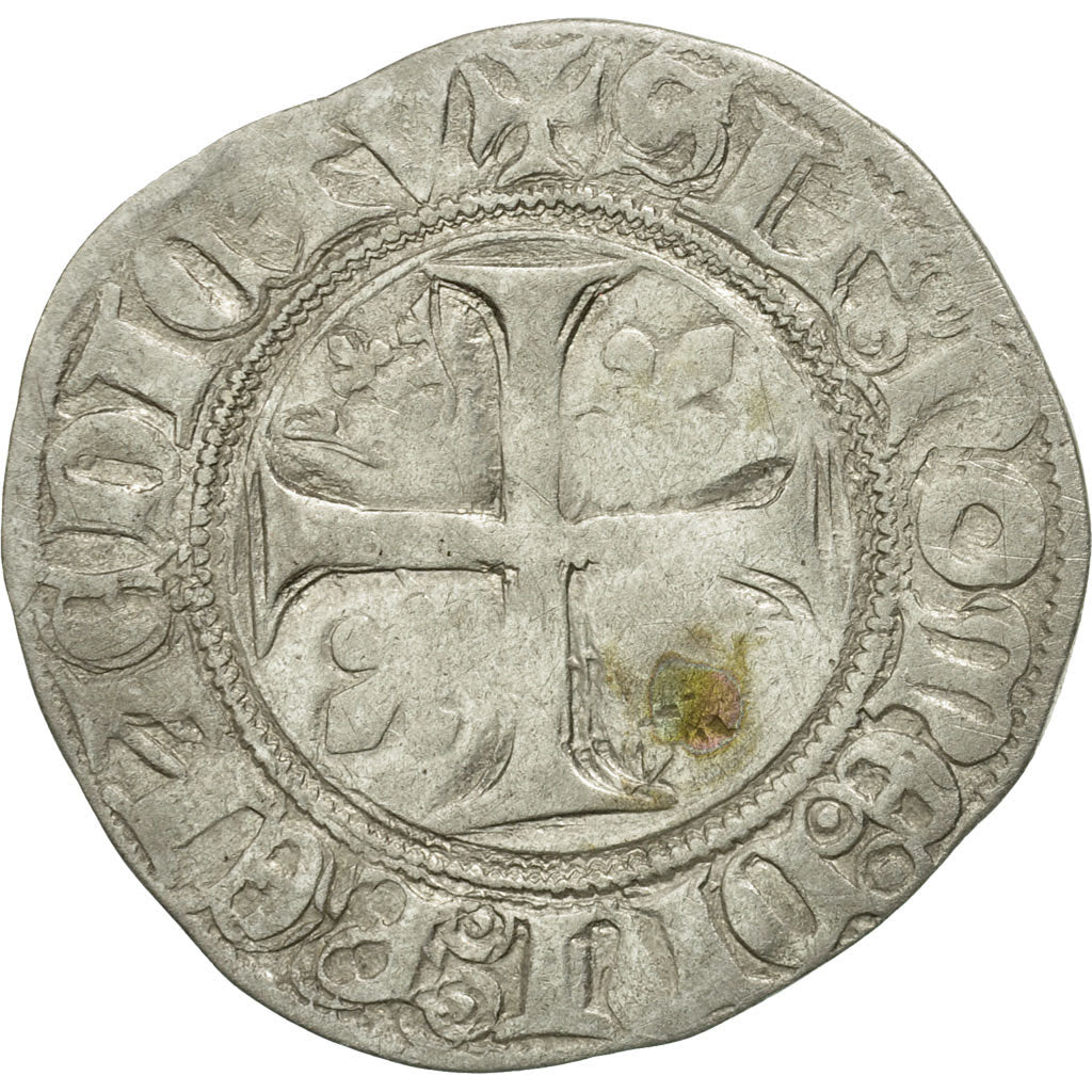 Monnaie, France, Charles VI, Blanc Guénar, Troyes, TB, Billon, Duplessy:377A