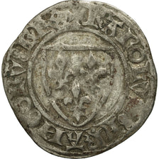 Coin, France, Charles VI, Blanc Guénar, La Rochelle, VF(30-35), Billon