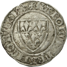 Coin, France, Charles VI, Blanc Guénar, La Rochelle, VF(30-35), Billon