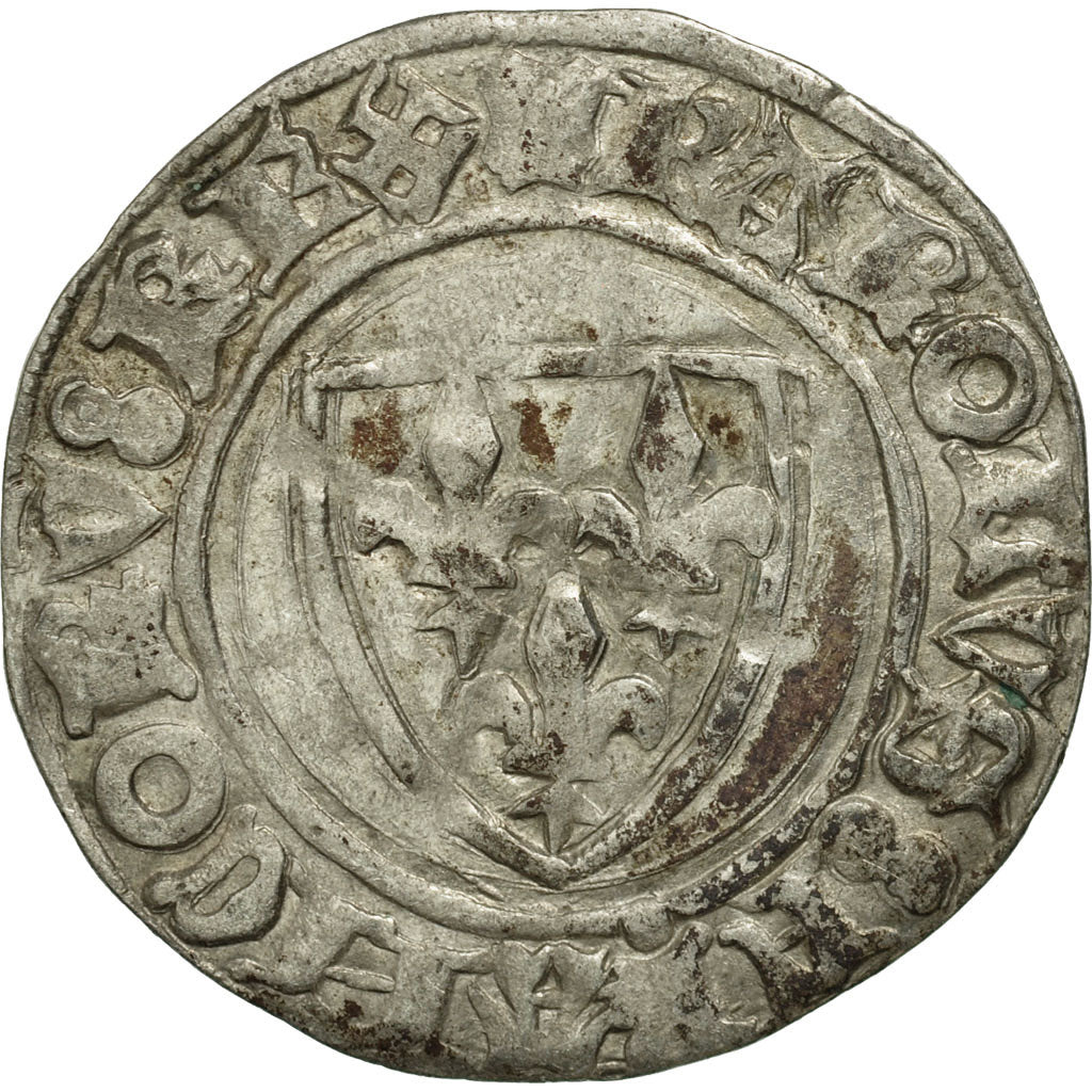 Coin, France, Charles VI, Blanc Guénar, La Rochelle, EF(40-45), Billon