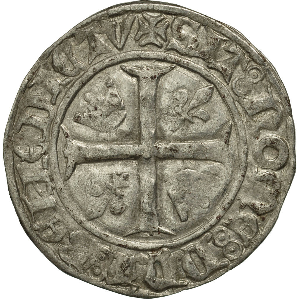 Coin, France, Charles VI, Blanc Guénar, La Rochelle, EF(40-45), Billon