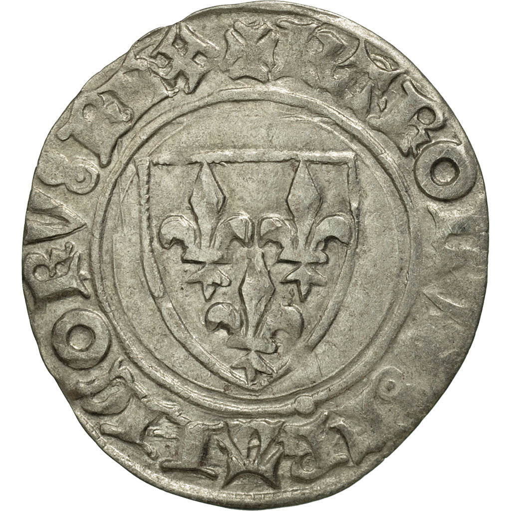 France, Charles VI, Blanc Guénar, La Rochelle, TTB+, Billon, Duplessy:377A