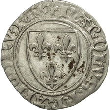 Coin, France, Charles VI, Blanc Guénar, Montpellier, AU(50-53), Billon