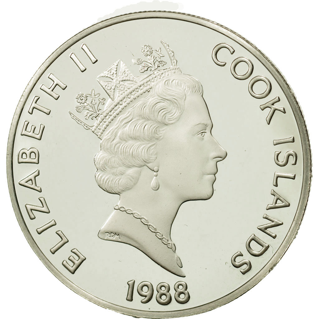 Isole Cook, Elizabeth II, 50 Dollars, 1988, Richard E. Byrd, FDC, Argento