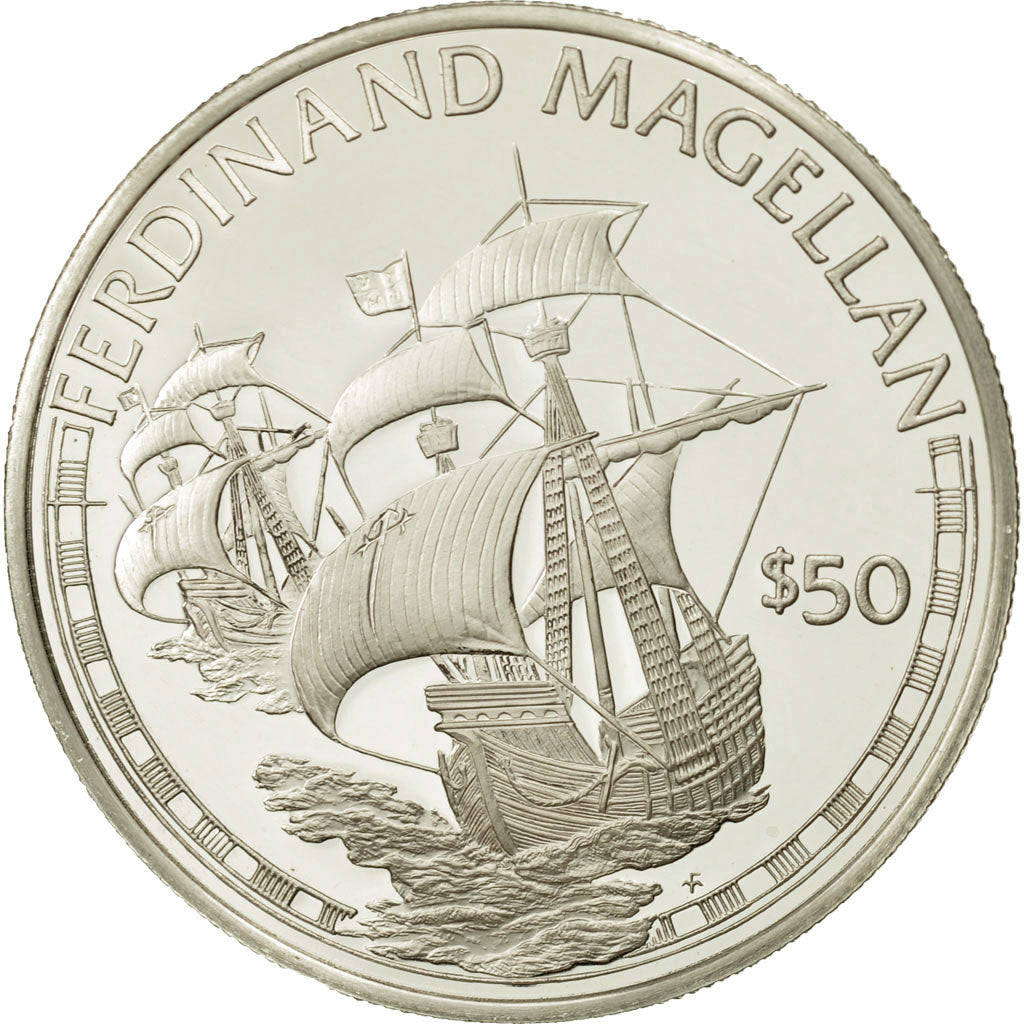 Cook Islands, Elizabeth II, 50 Dollars, 1988, Ferdinand Magellan, MS(65-70)