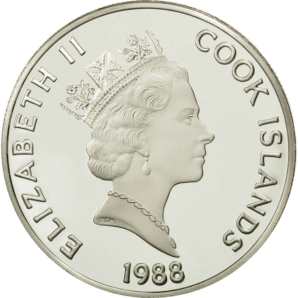 Cook Islands, Elizabeth II, 50 Dollars, 1988, Leif Ericson, MS(65-70)