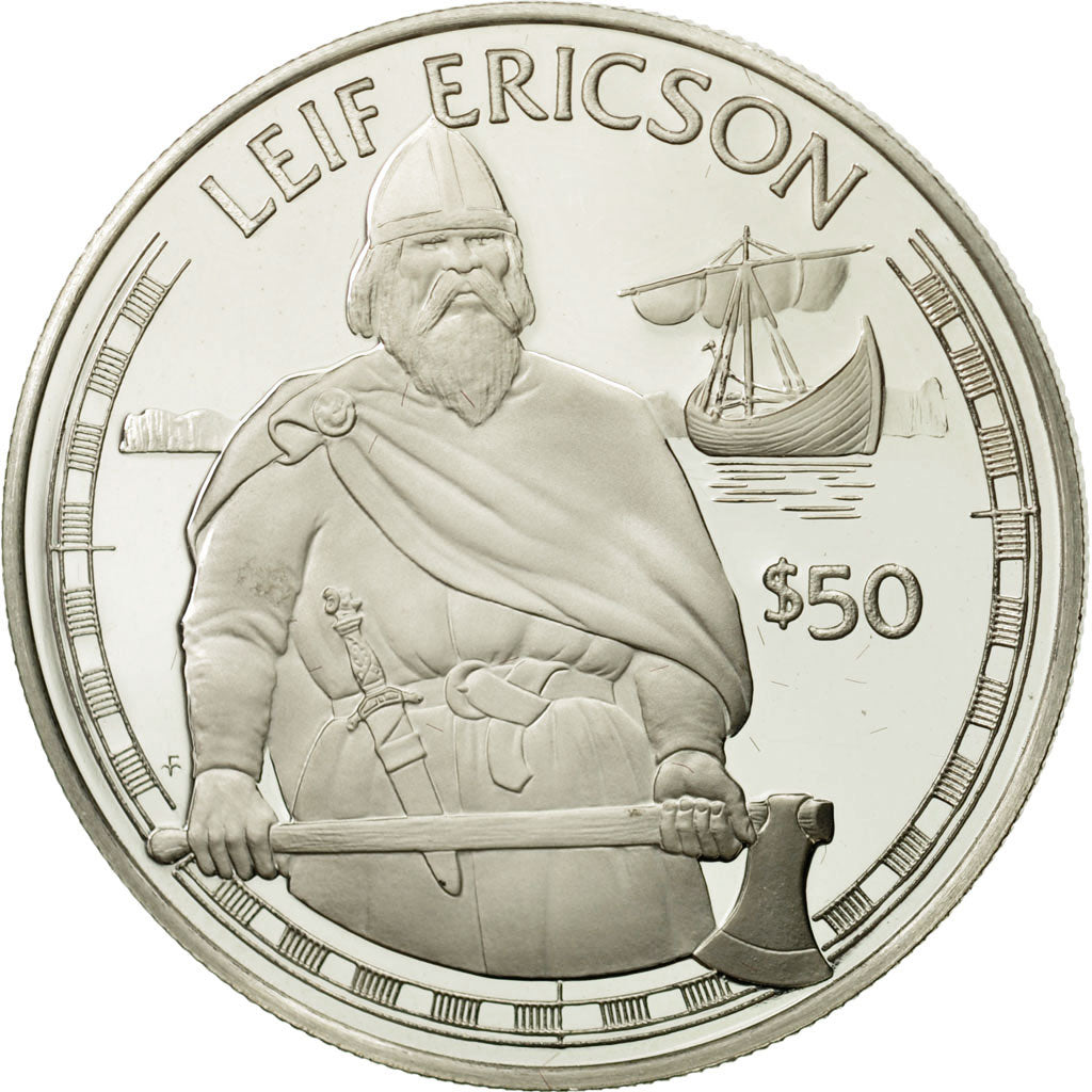 Cook Islands, Elizabeth II, 50 Dollars, 1988, Leif Ericson, MS(65-70)