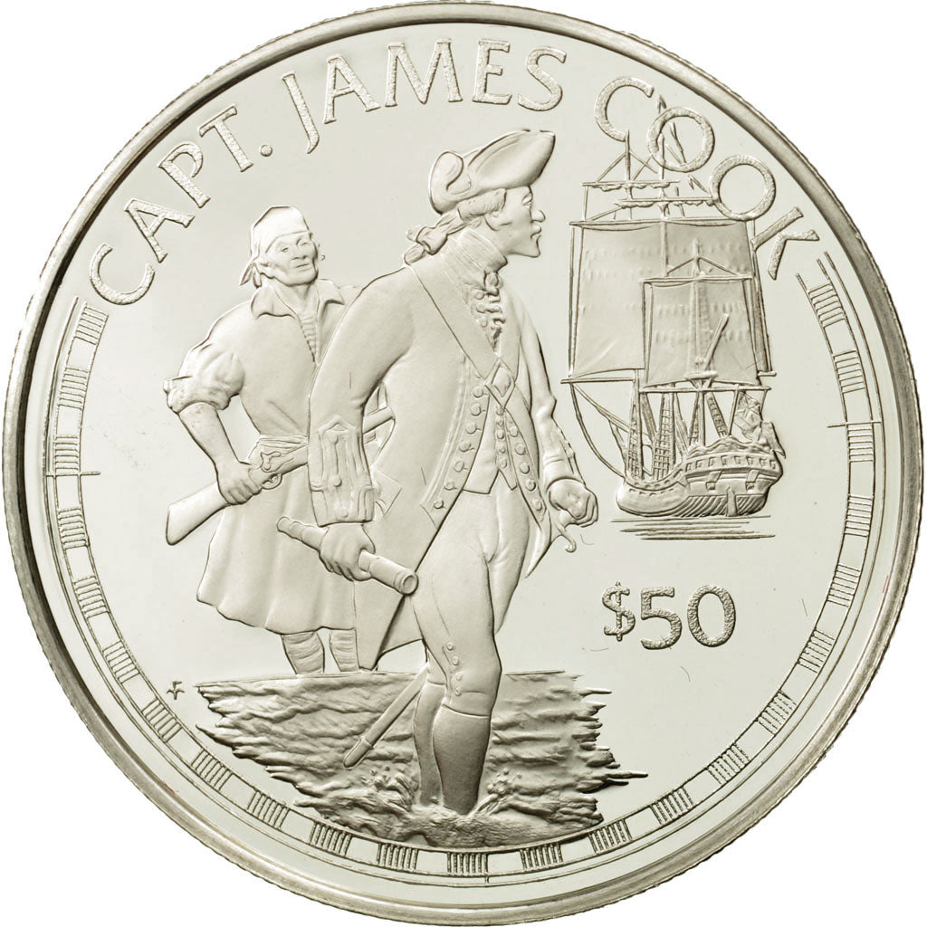 Cook Islands, Elizabeth II, 50 Dollars, 1988, Captain James Cook, MS(65-70)