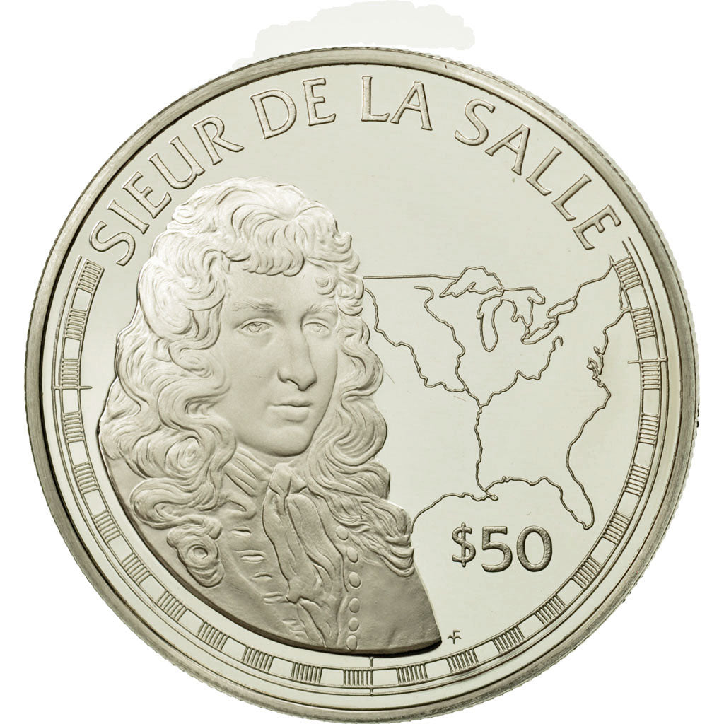 Cook Islands, Elizabeth II, 50 Dollars, 1988, Sieur de la Salle, MS(65-70)
