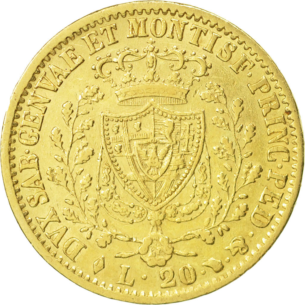 ITALIAN STATES, SARDINIA, Carlo Felice, 20 Lire, 1827, Torino, EF(40-45), Gold