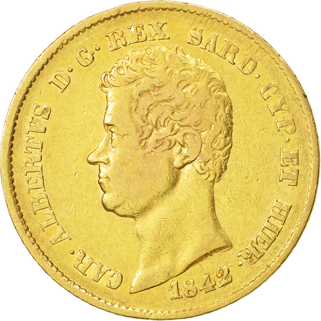 Coin, ITALIAN STATES, SARDINIA, Carlo Alberto, 20 Lire, 1842, Genoa, EF(40-45)