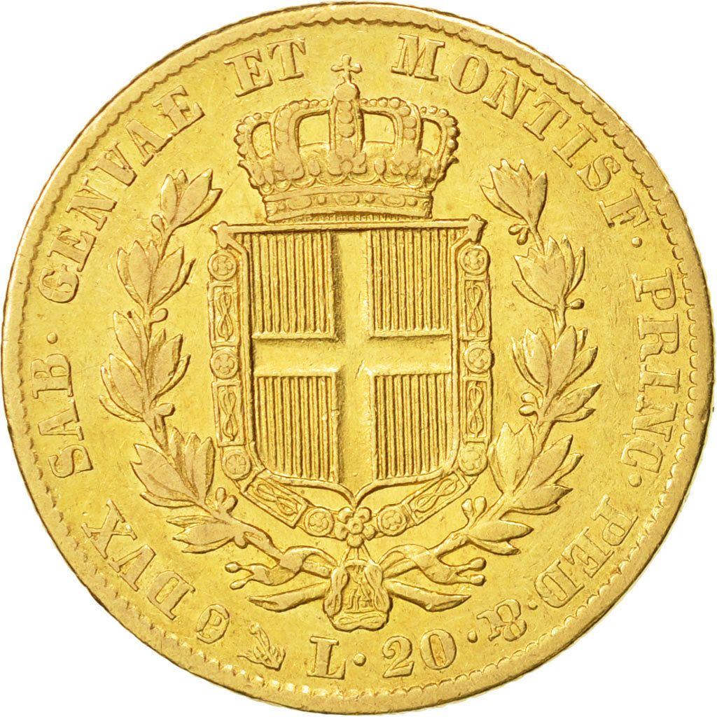 Coin, ITALIAN STATES, SARDINIA, Carlo Alberto, 20 Lire, 1842, Genoa, EF(40-45)