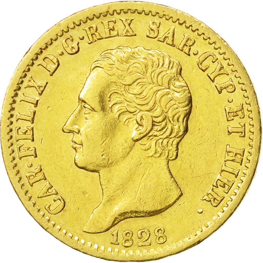 Monnaie, États italiens, SARDINIA, Carlo Felice, 20 Lire, 1828, Torino, TTB+
