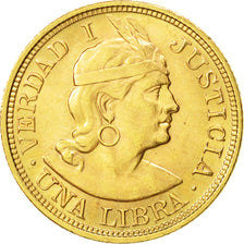 Perú, Libra, Pound, 1917, Lima, EBC+, Oro, KM:207