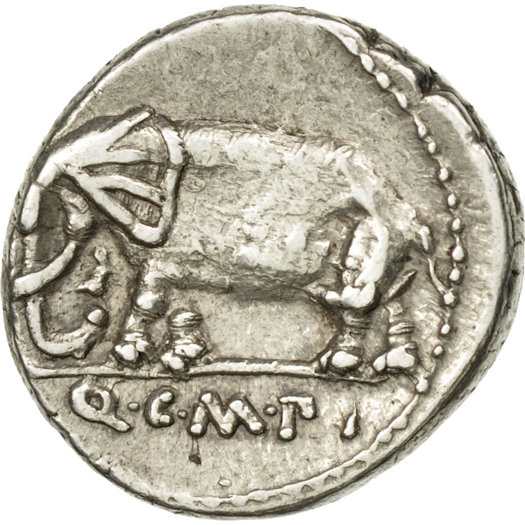 Caecilia, Denarius, North Italian mint, AU(55-58), Silver, Crawford:374/1