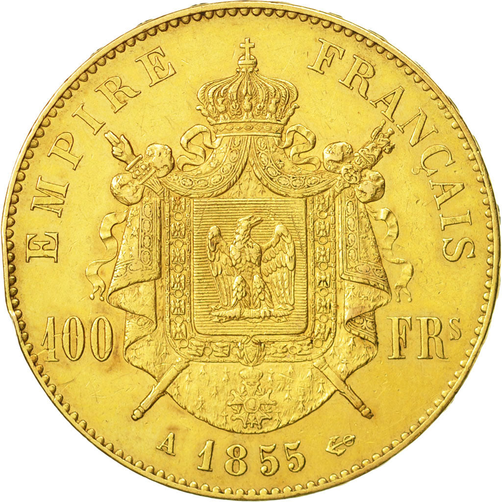 Coin, France, Napoleon III, Napoléon III, 100 Francs, 1855, Paris, AU(50-53)