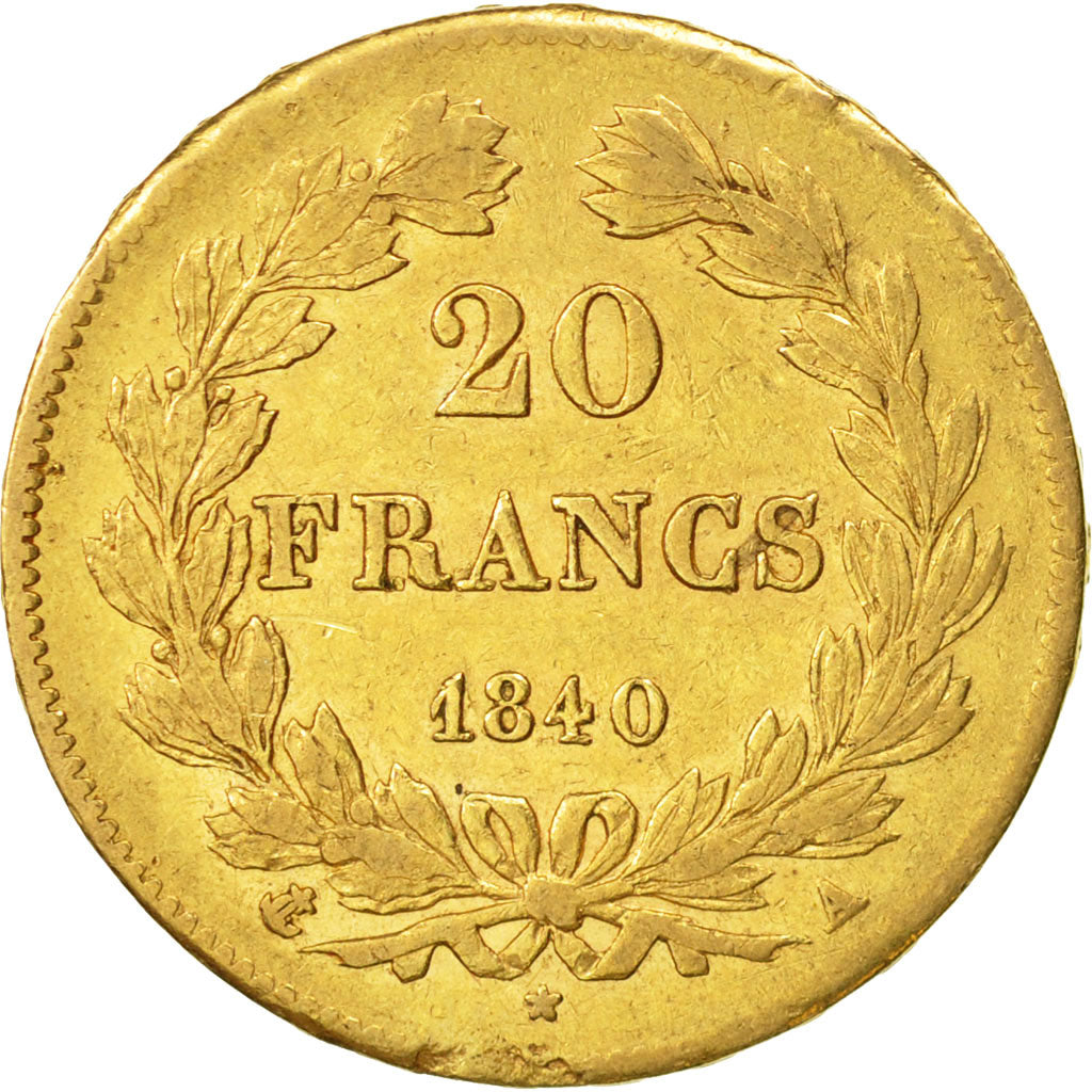 France, Louis-Philippe, 20 Francs, 1840, Paris, EF(40-45), Gold, KM:750.1