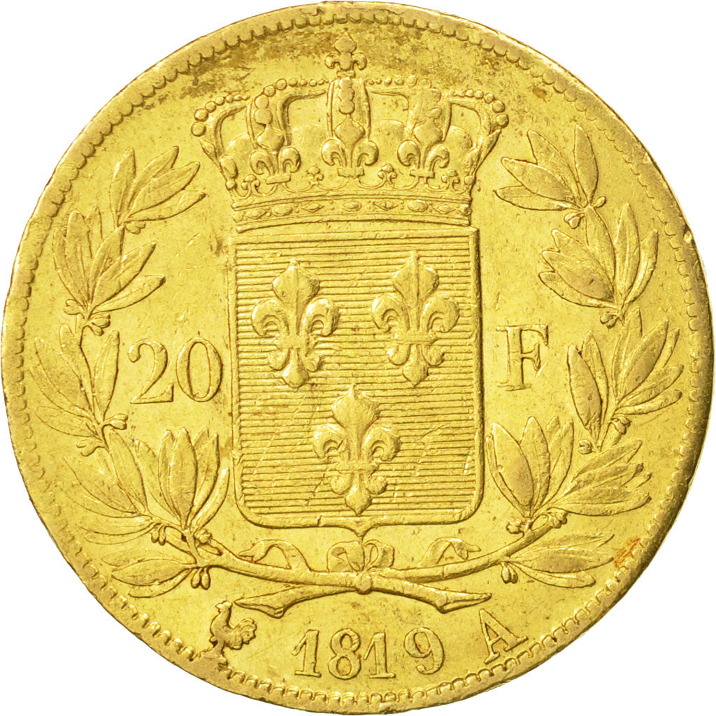 Frankreich, Louis XVIII, 20 Francs, 1819, Paris, SS+, Gold, KM:712.1