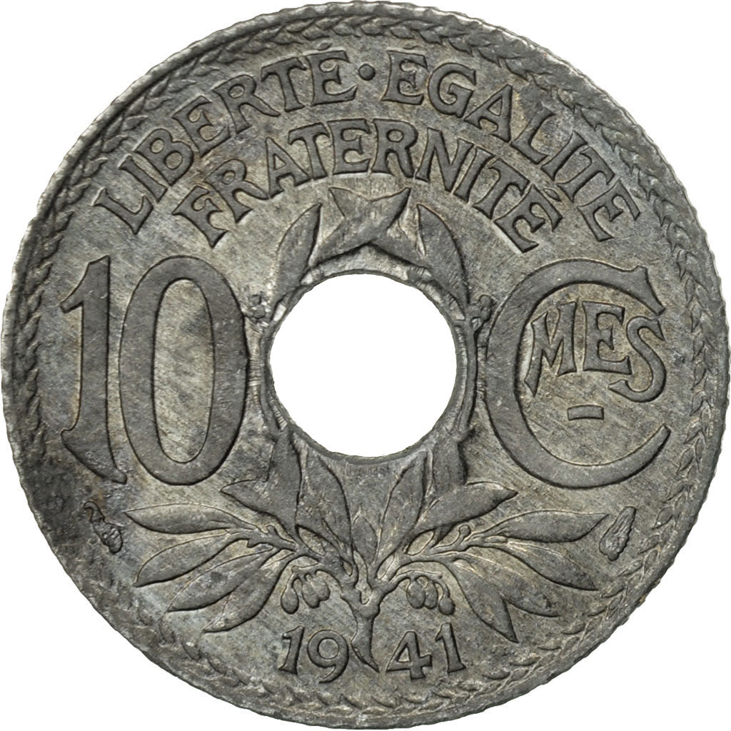 France, Lindauer, 10 Centimes, 1941, AU(55-58), Zinc, KM:896, Gadoury:288b